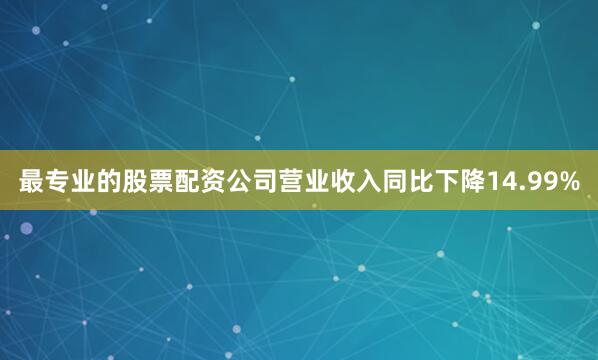 最专业的股票配资公司营业收入同比下降14.99%